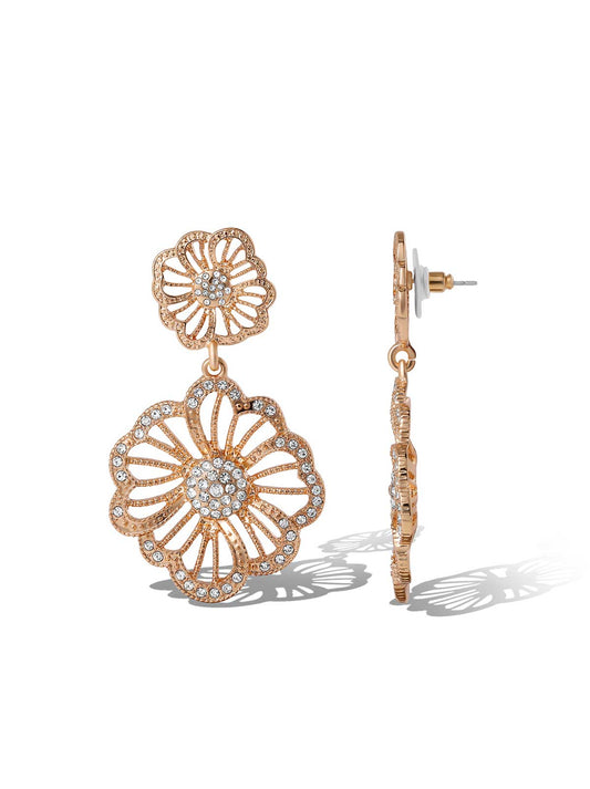 Jessica Simpson Online | Radiant Rose Gold Floral Drop Earrings