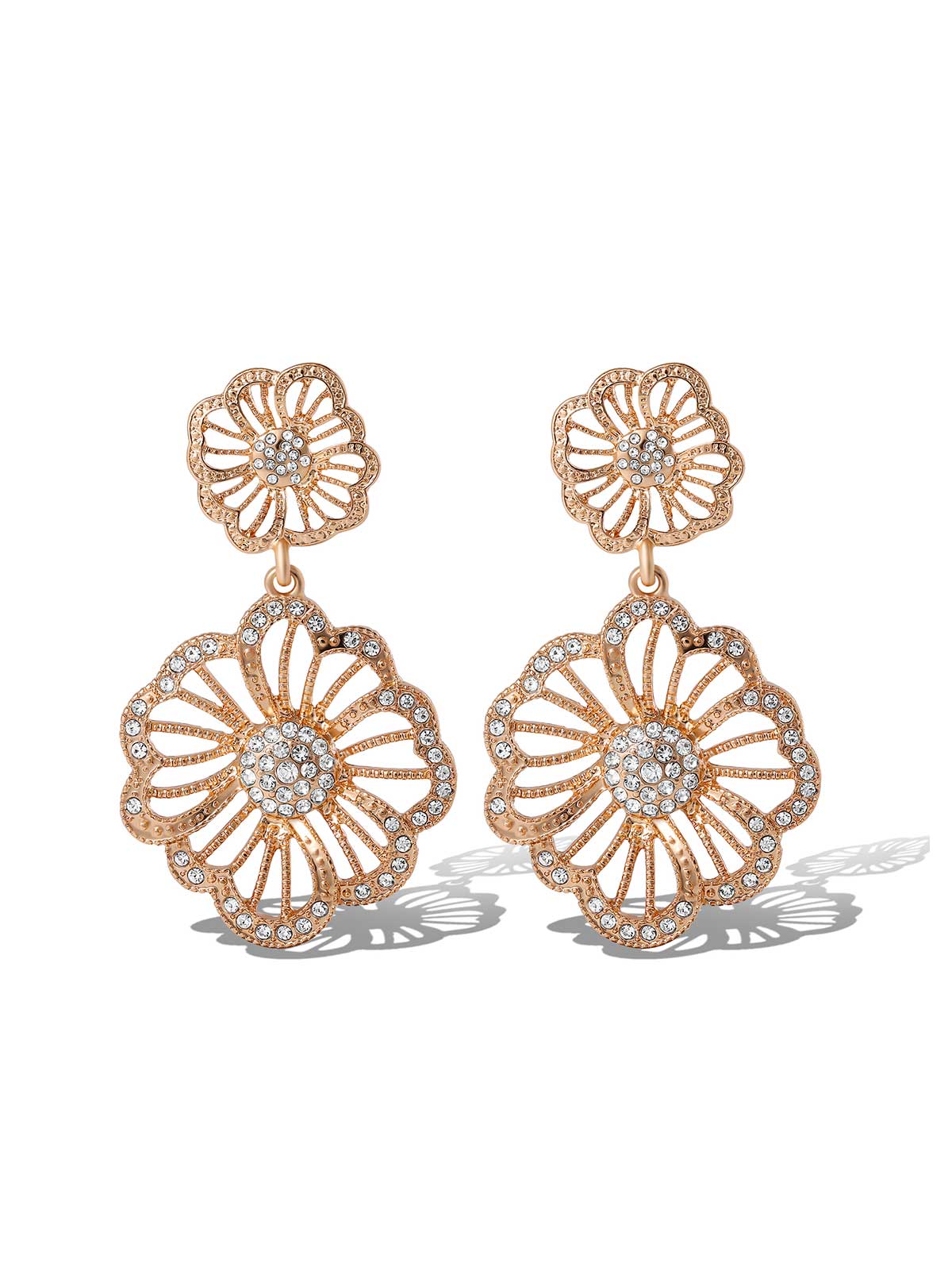 Jessica Simpson Online | Radiant Rose Gold Floral Drop Earrings