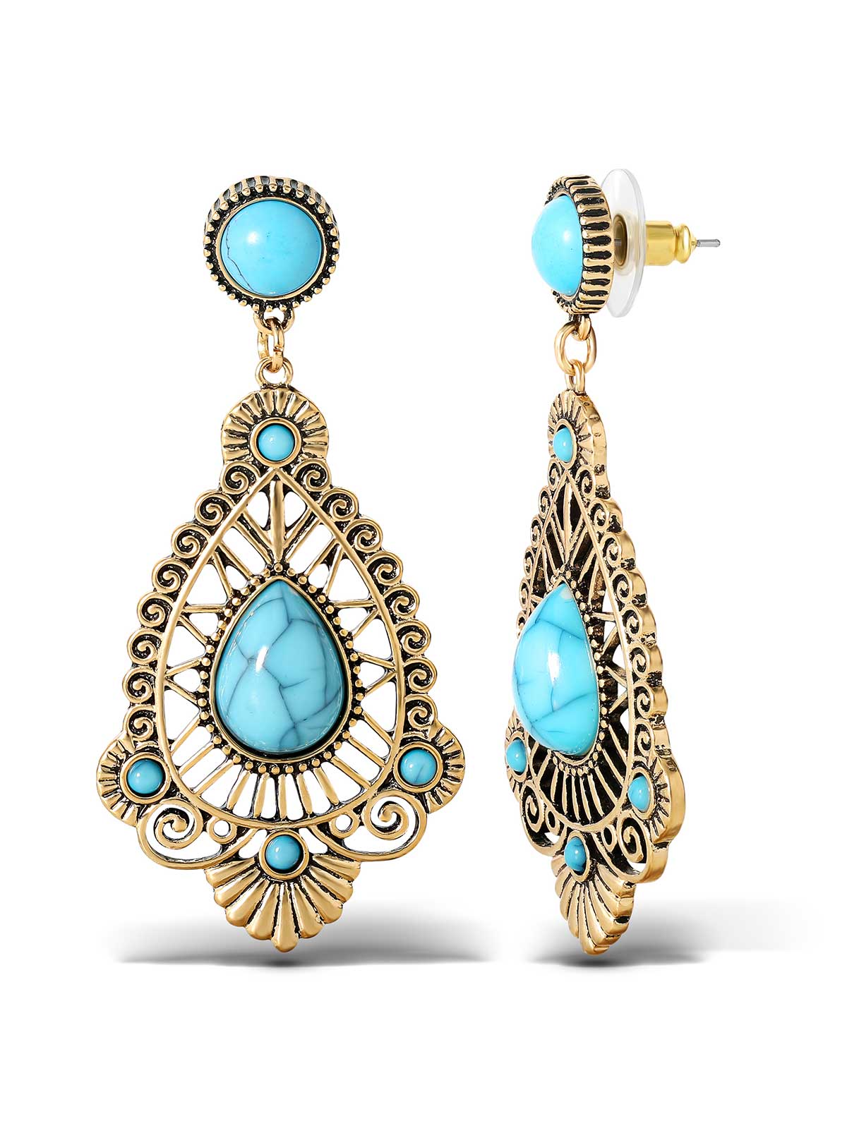 Jessica Simpson Outlet | Turquoise Stone Filigree Earrings