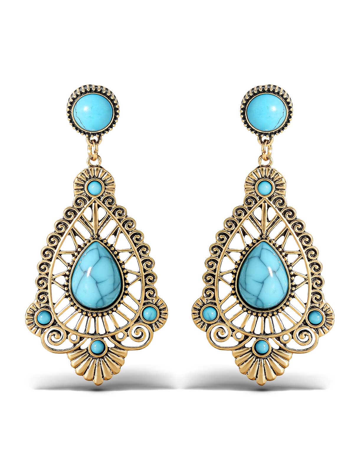 Jessica Simpson Outlet | Turquoise Stone Filigree Earrings