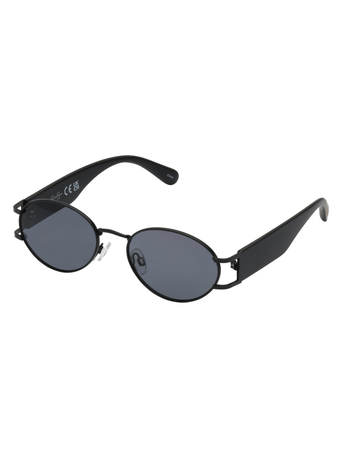 Jessica Simpson On Sale | Retro Vintage Metal Oval Sunglasses in Black