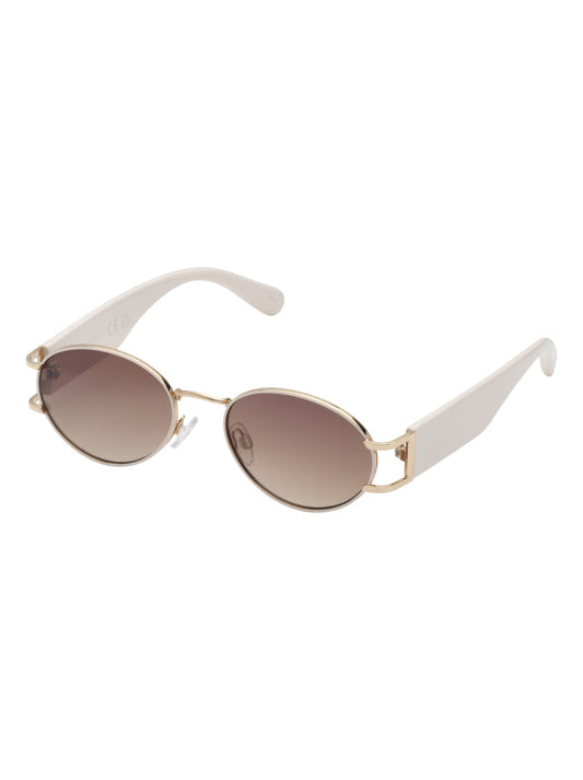 Jessica Simpson Online | Retro Vintage Metal Oval Sunglasses in Cream