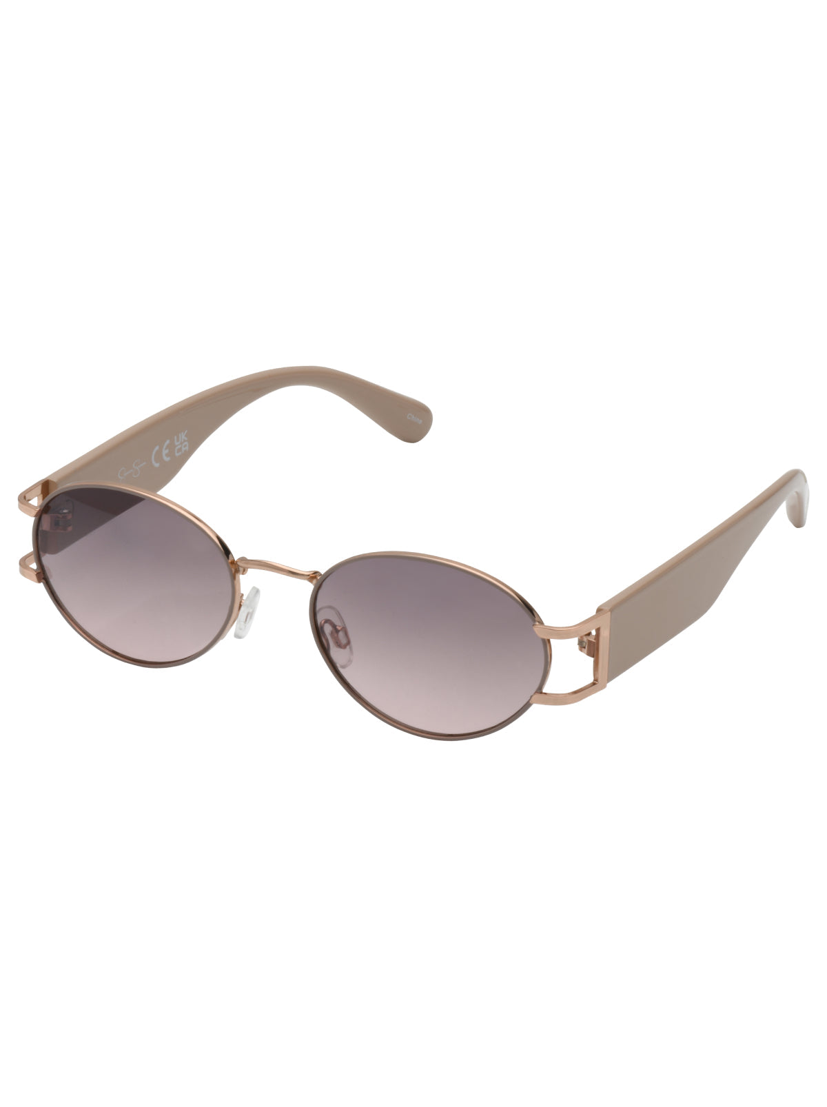 Jessica Simpson Sale | Retro Vintage Metal Oval Sunglasses in Nude