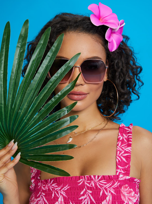 Jessica Simpson Online | Geometric Metal Sunglasses in Rose Gold