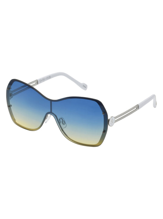 Jessica Simpson Discount | Frameless Metal Shield Sunglasses in Silver & White