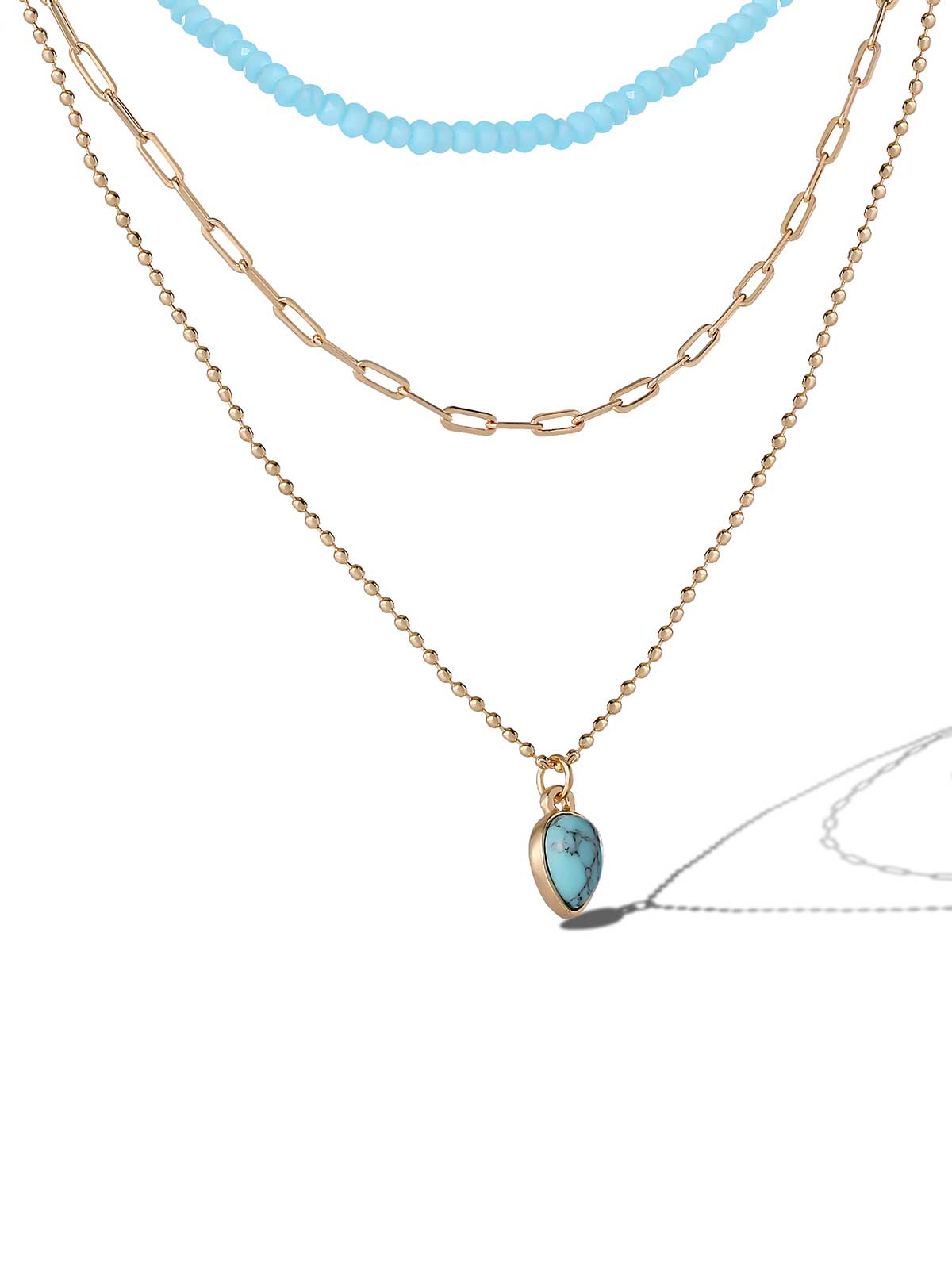 Jessica Simpson Online | Layered Turquoise & Gold Bead Necklace