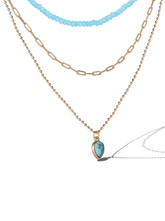 Jessica Simpson Online | Layered Turquoise & Gold Bead Necklace