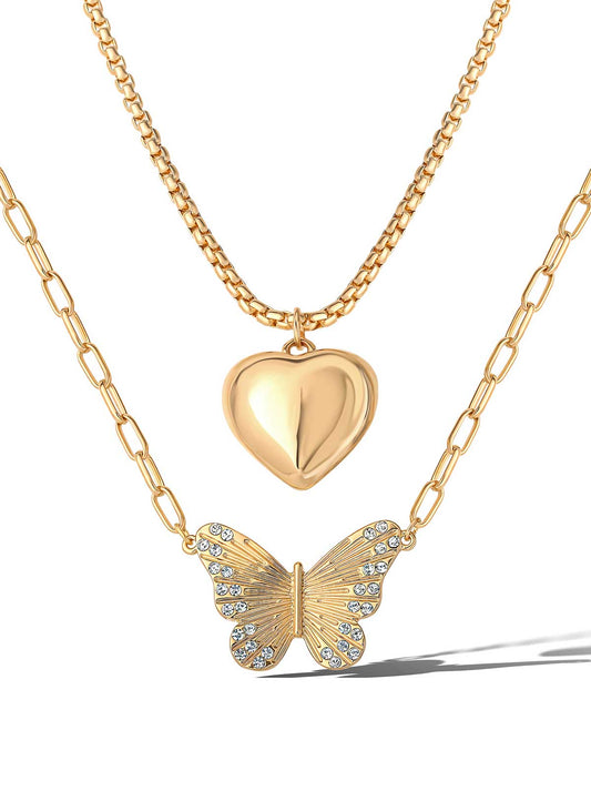 Jessica Simpson Outlet | Butterfly Heart Layered Necklace