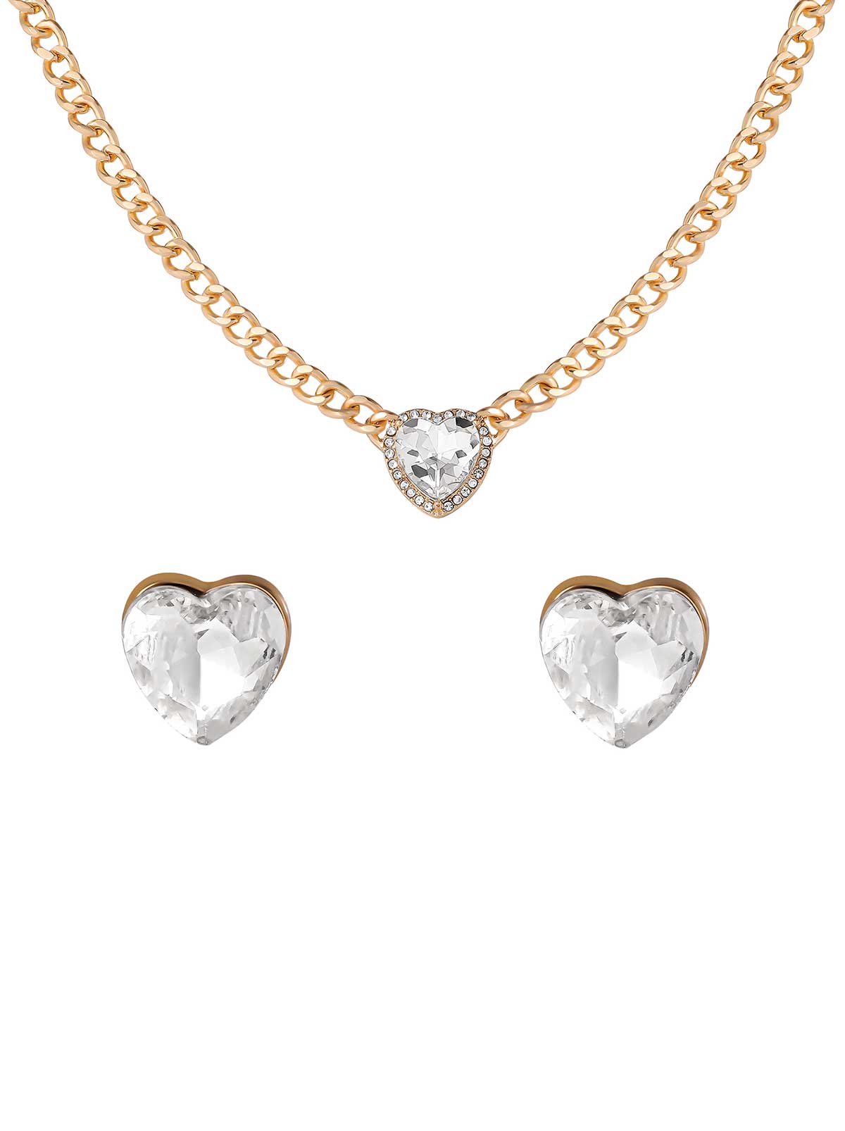 Jessica Simpson Online | Heart Crystal Necklace & Stud Earring Set