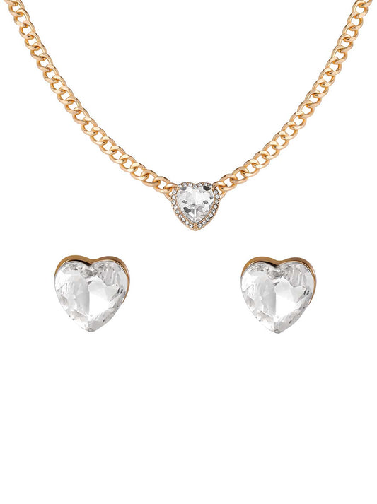 Jessica Simpson Online | Heart Crystal Necklace & Stud Earring Set