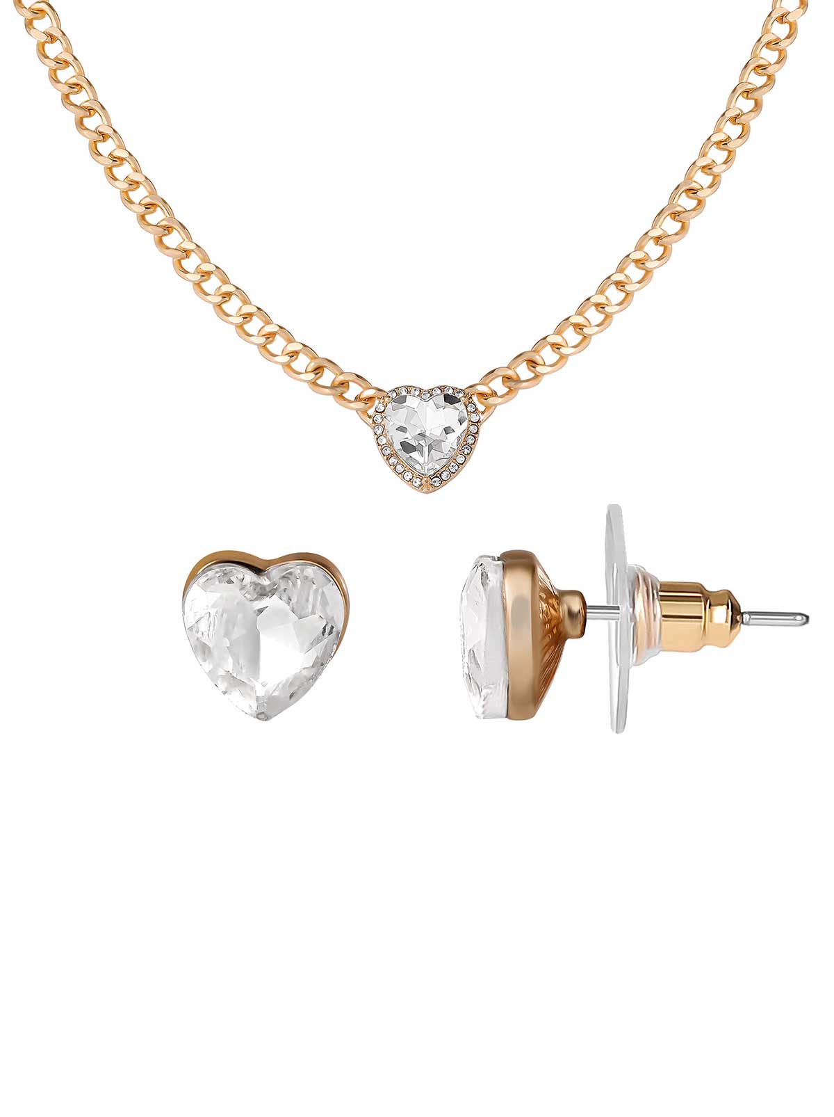 Jessica Simpson Online | Heart Crystal Necklace & Stud Earring Set