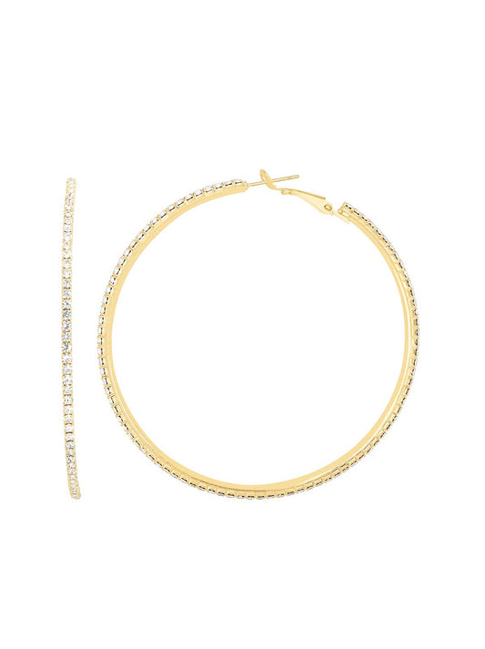 Jessica Simpson Discount | Gold-Tone Crystal Pave Hoop Earrings