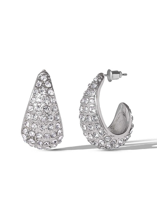 Jessica Simpson Outlet | Crystal-Encrusted Teardrop Hoop Earrings