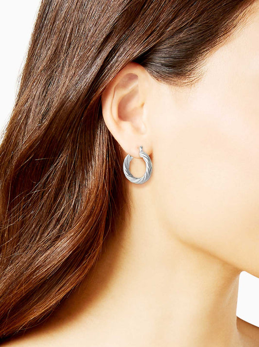 Jessica Simpson Sale | Thick Twisted Hoop Earrings in Silver