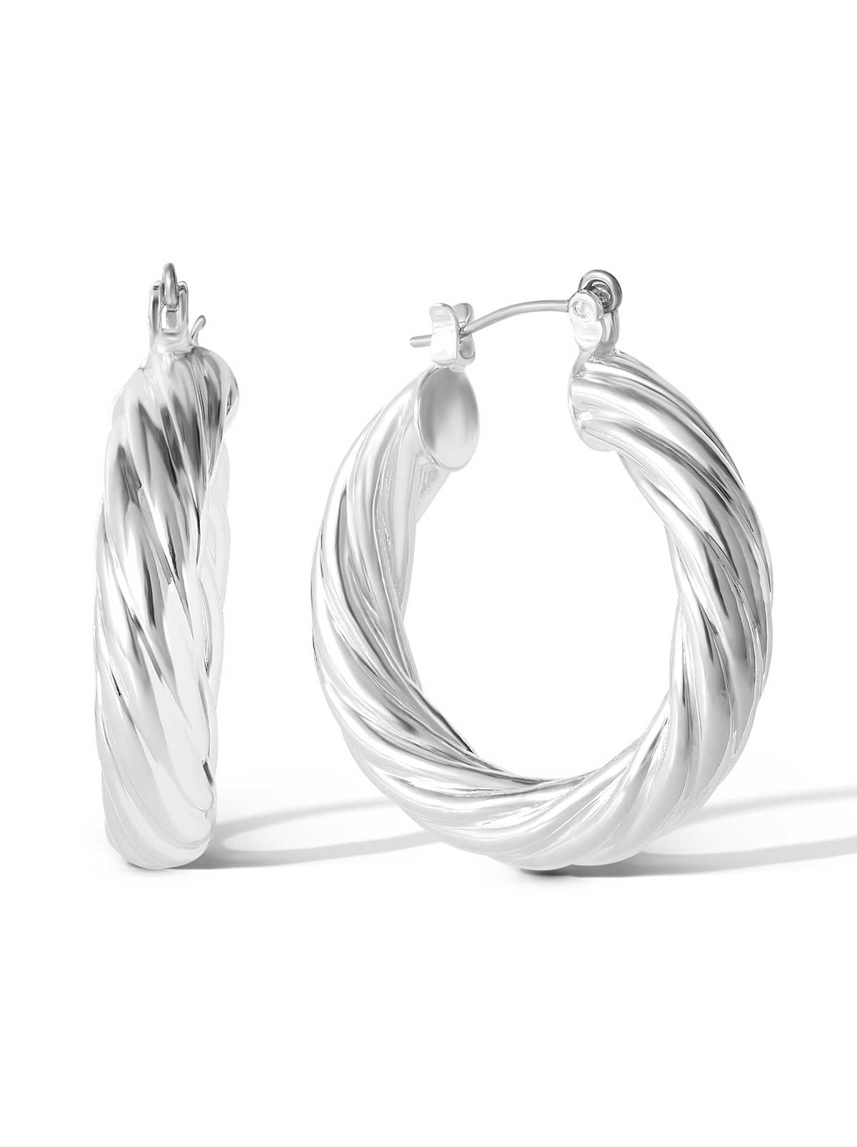 Jessica Simpson Sale | Thick Twisted Hoop Earrings in Silver