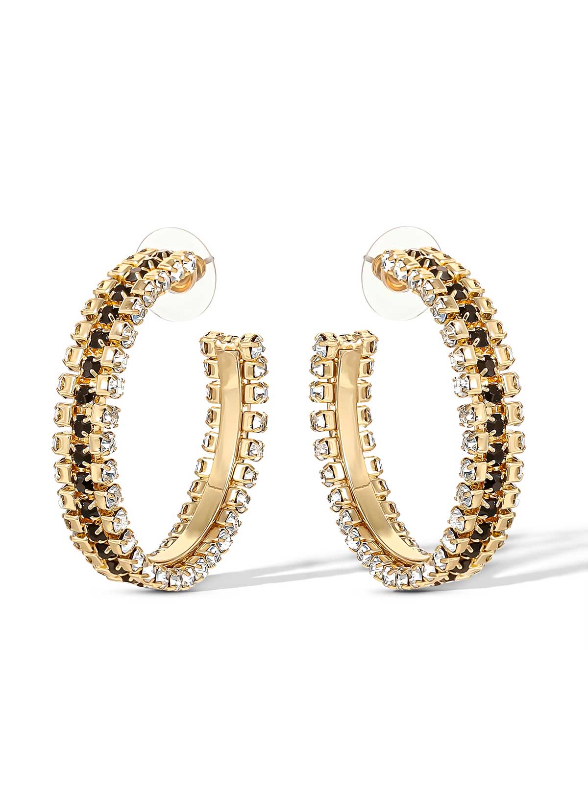 Jessica Simpson Discount | Black And White Crystal Hoop Earrings