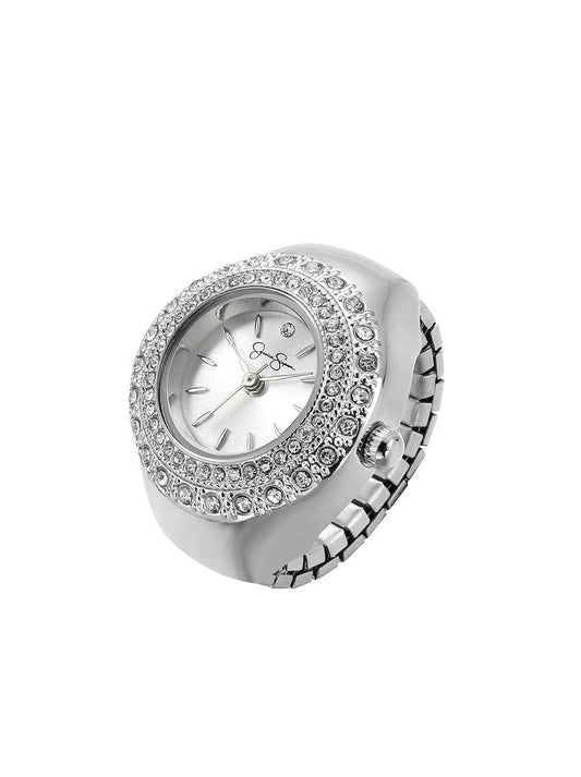 Jessica Simpson Sale | Crystal Ring Watch in Silver