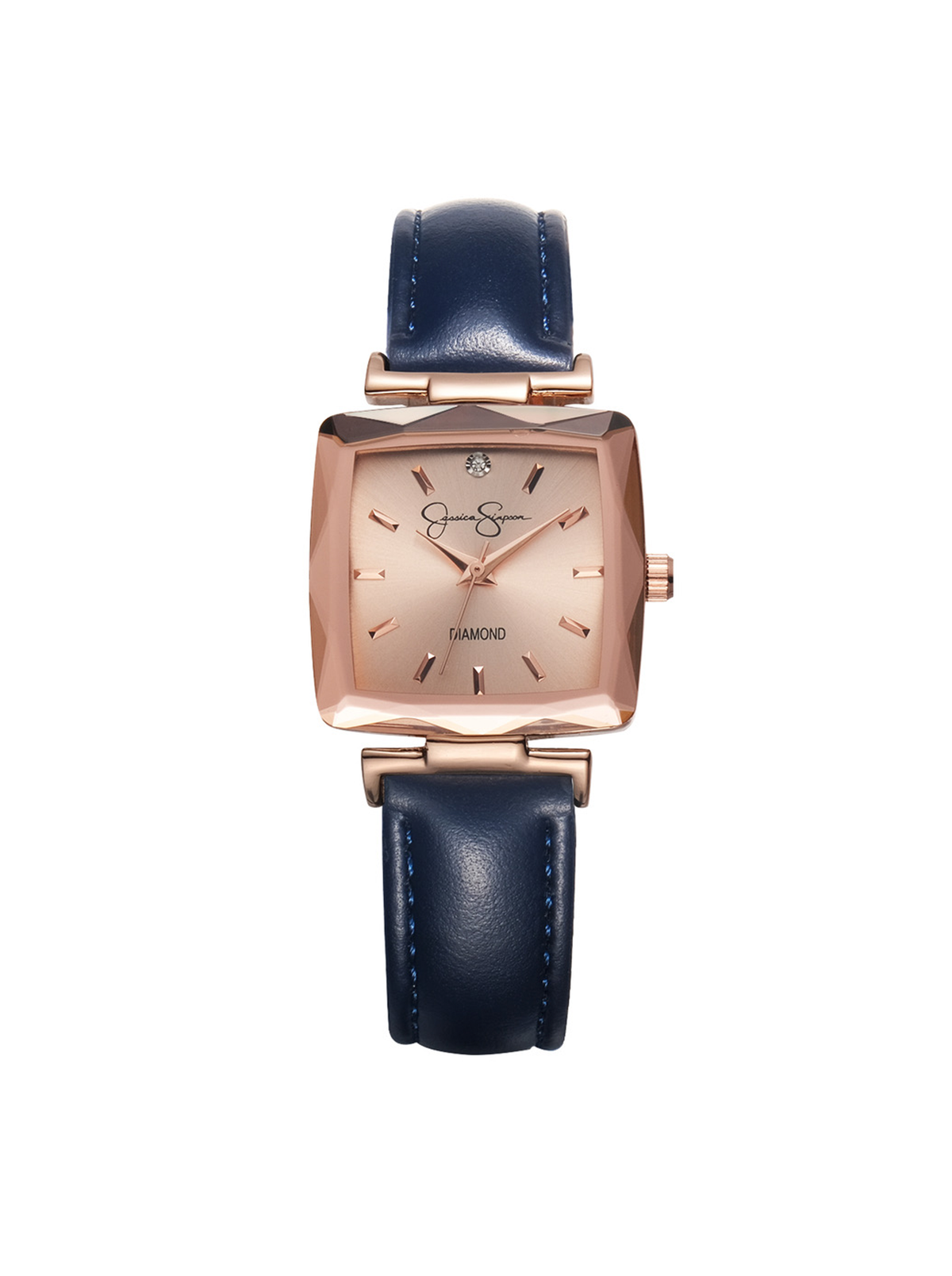 Jessica Simpson For Sale | Cushion Case Strap Watch in Rose Gold Tone