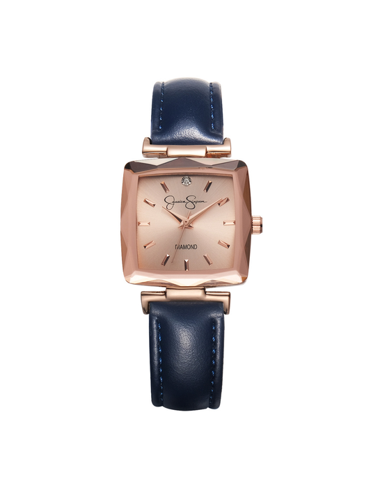 Jessica Simpson For Sale | Cushion Case Strap Watch in Rose Gold Tone