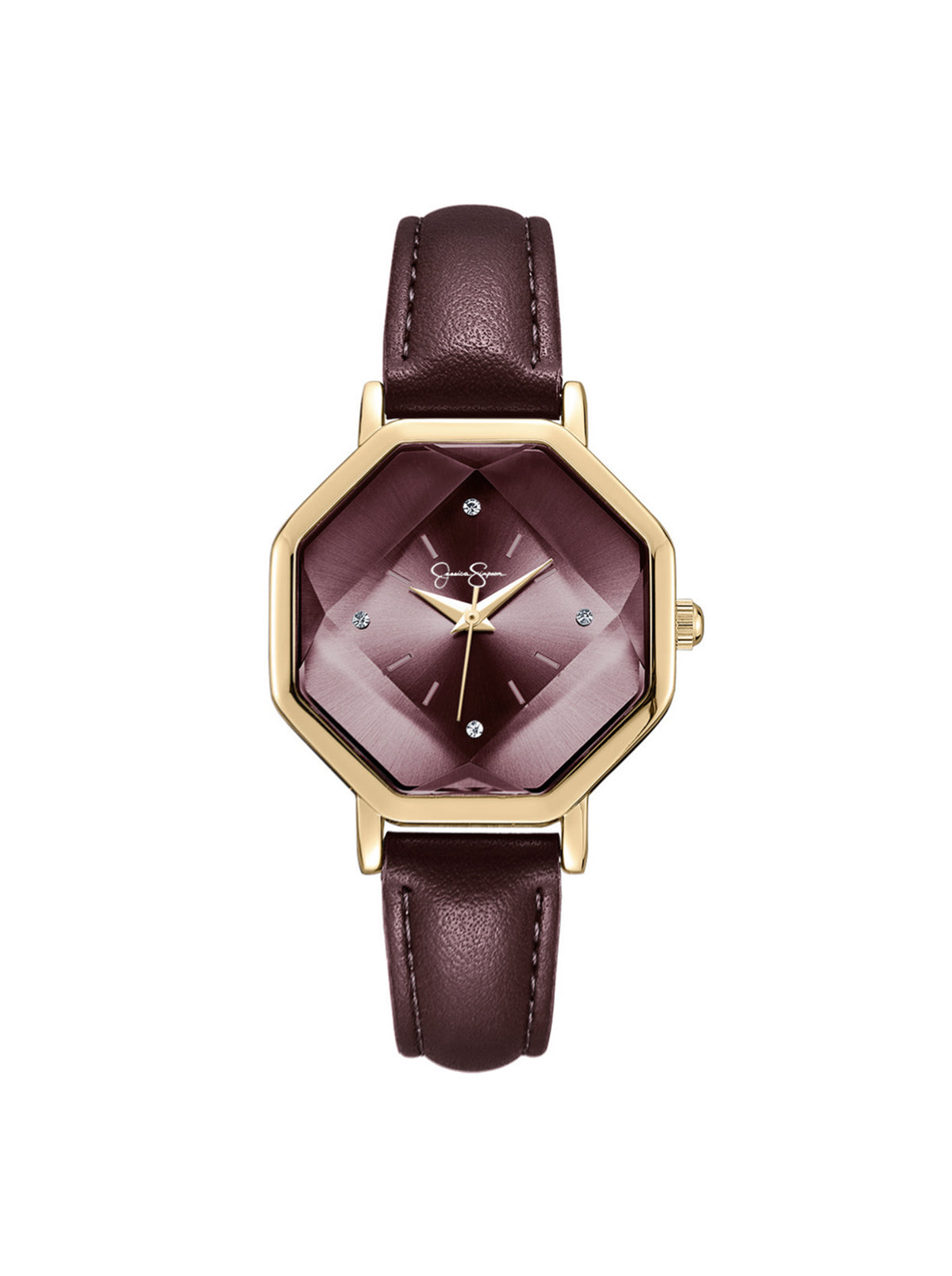 Jessica Simpson Online | Octagonal Face Watch in Burgundy