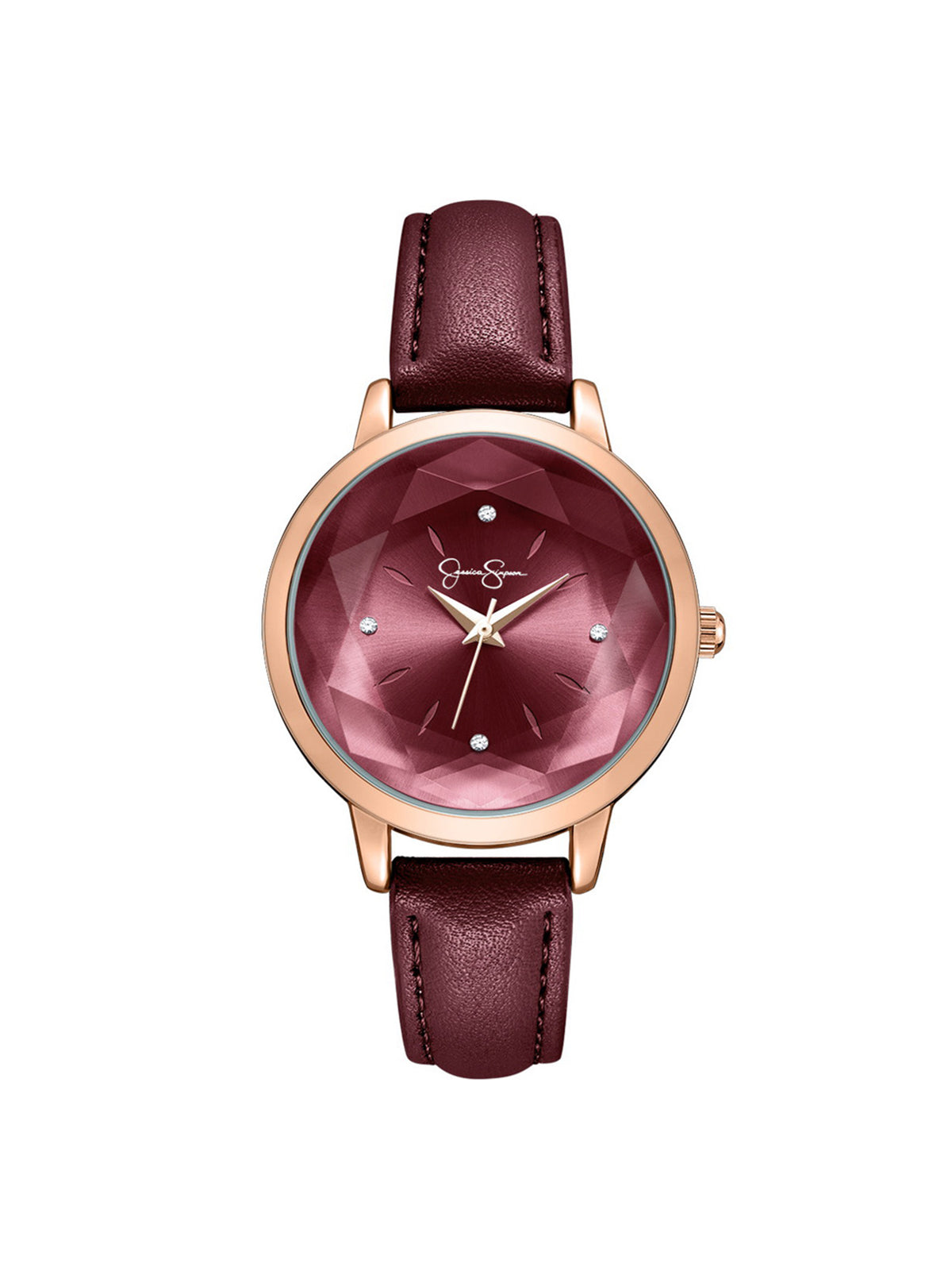 Jessica Simpson On Sale | Faceted Glass Watch in Burgundy
