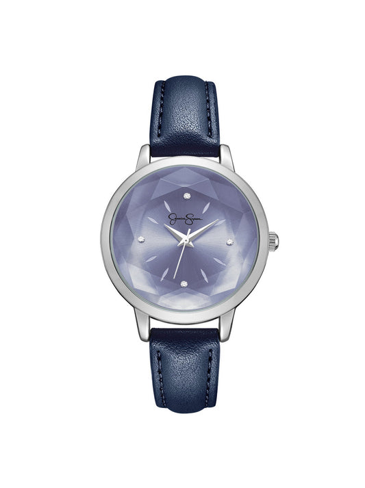 Jessica Simpson Outlet | Faceted Glass Watch in Navy