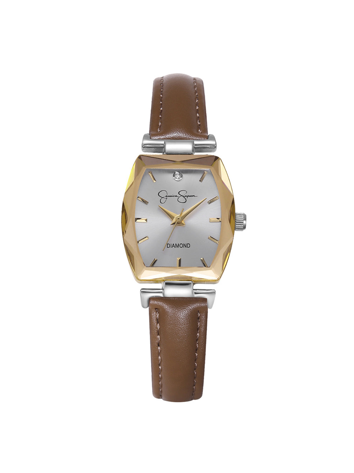 Jessica Simpson Discount | Diamond Dial Strap Watch in Brown