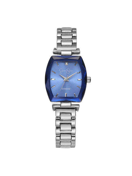 Jessica Simpson Sale | Faceted Bezel Bracelet Watch in Silver & Blue
