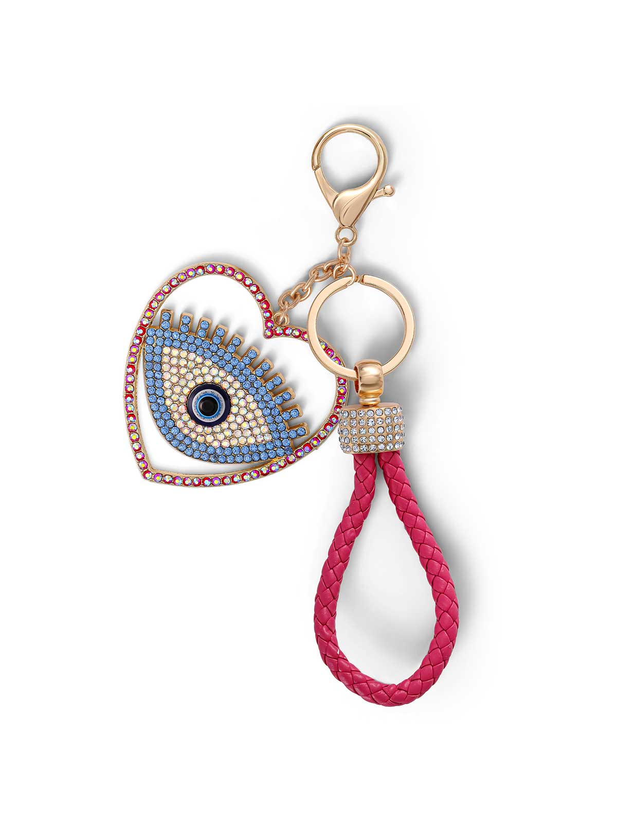 Jessica Simpson Discount | Heart Evil Eye Pink Cord Keychain