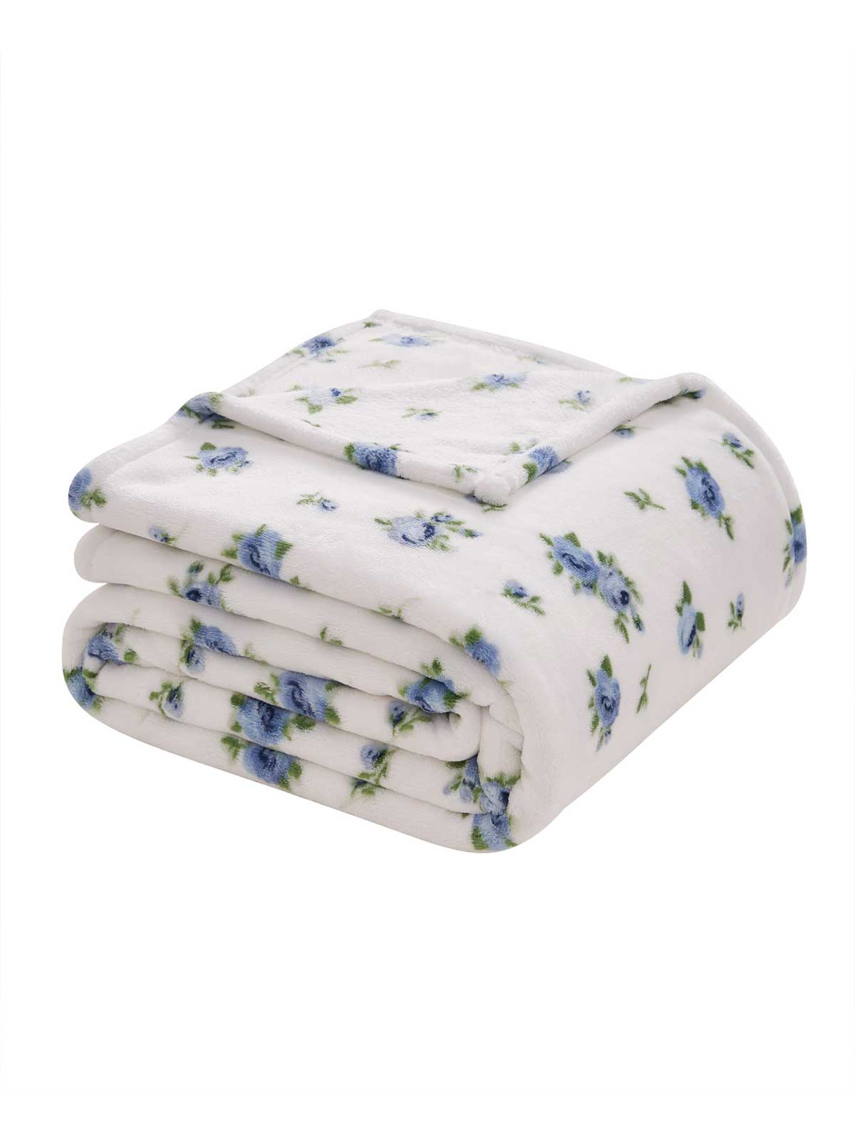 Jessica Simpson Outlet | Cottage Rose Blue Plush Throw Blanket