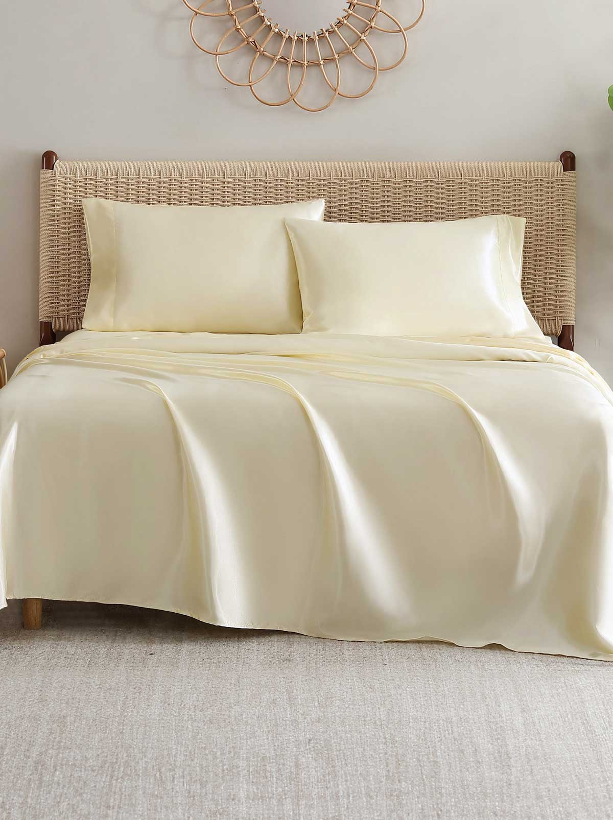 Jessica Simpson Discount | Silky Satin Sheet Set in Antique Golden Honey