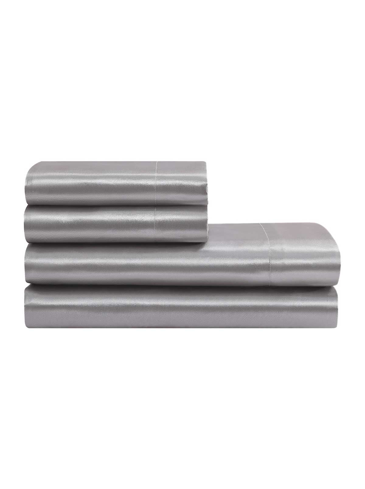 Jessica Simpson On Sale | Silky Satin Sheet Set in Harbor Mist Grey