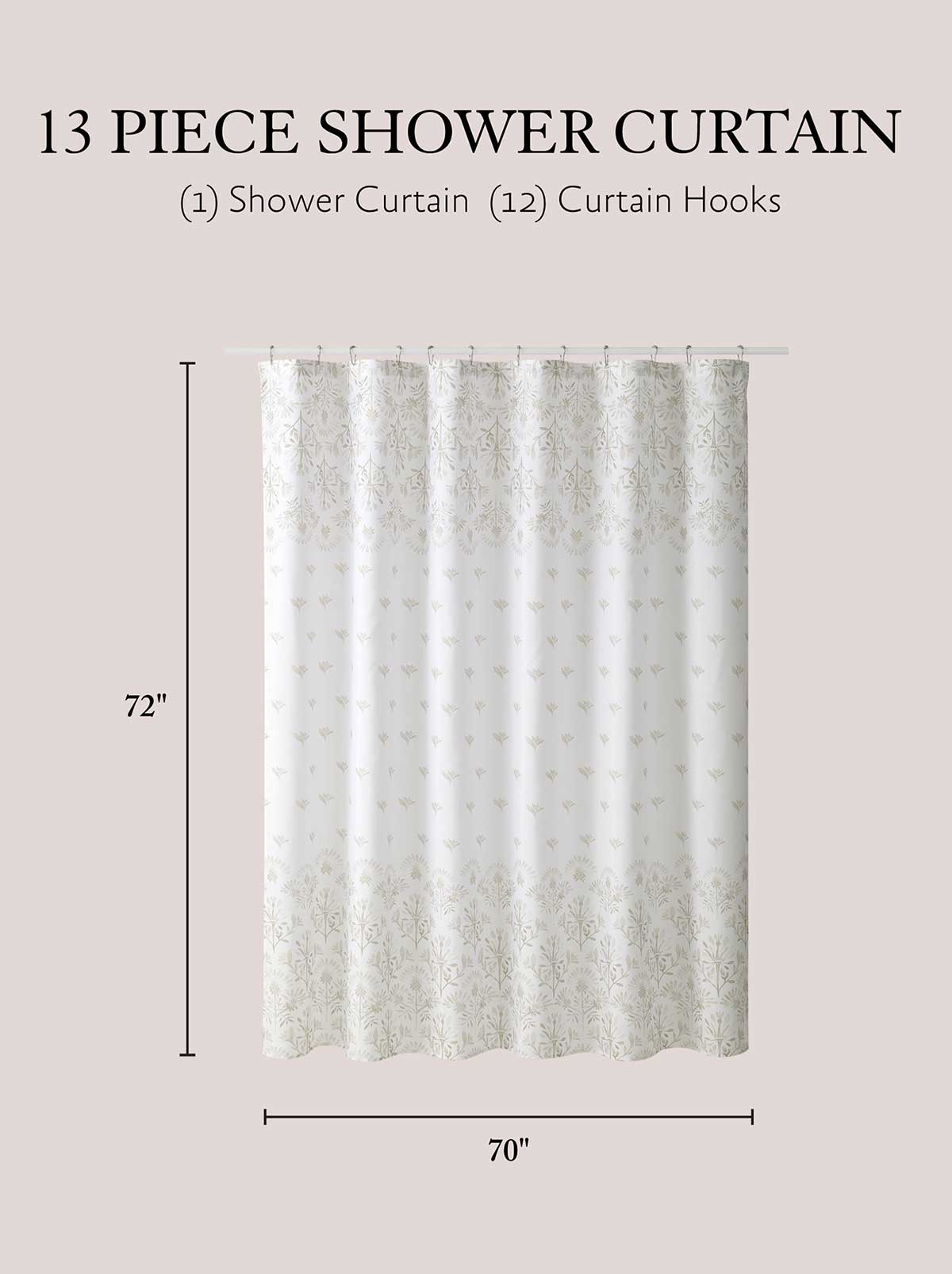 Jessica Simpson Discount | Tasia Taupe Shower Curtain Set
