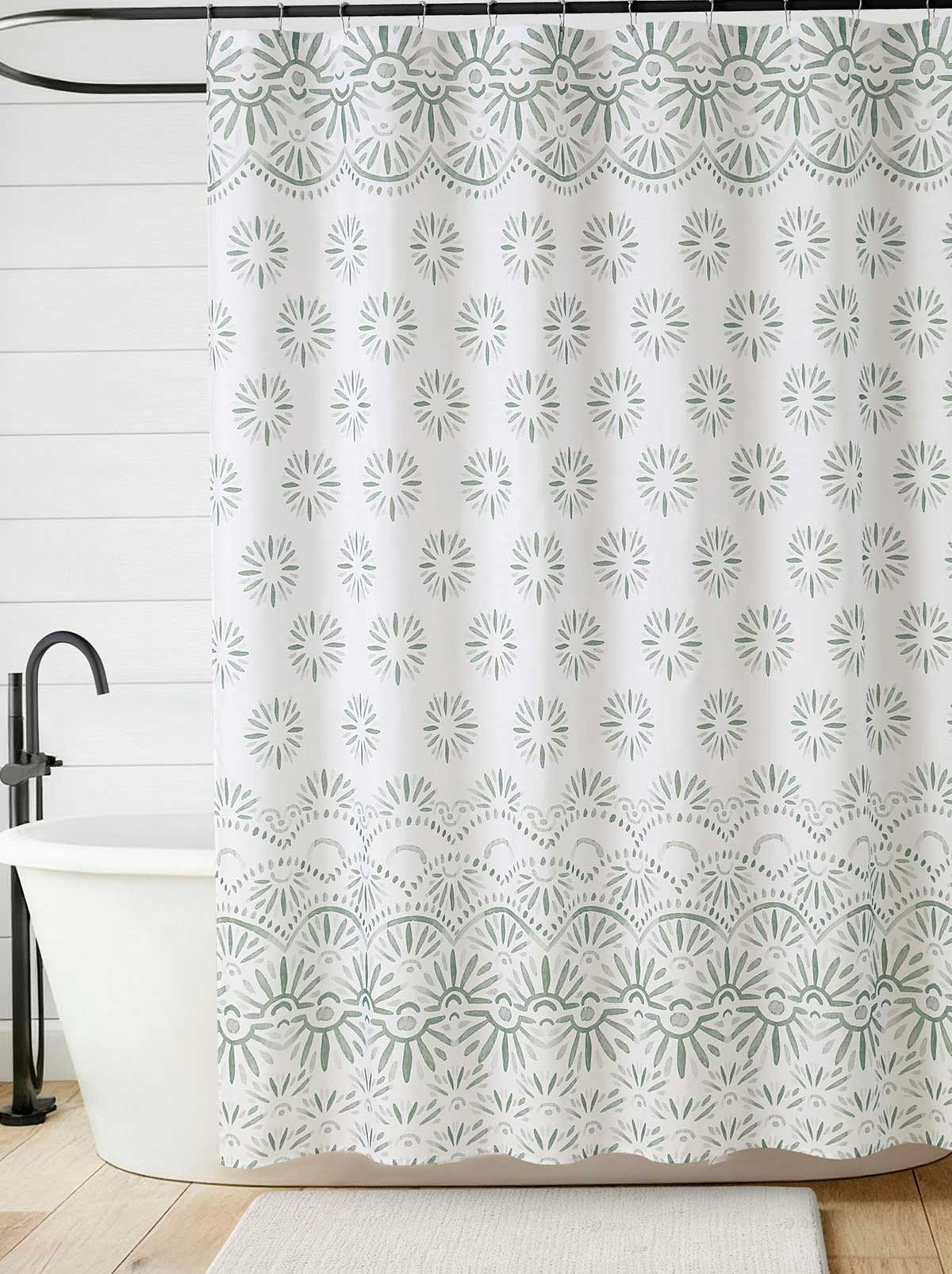 Jessica Simpson On Sale | Haven Border Sage Green Shower Curtain Set