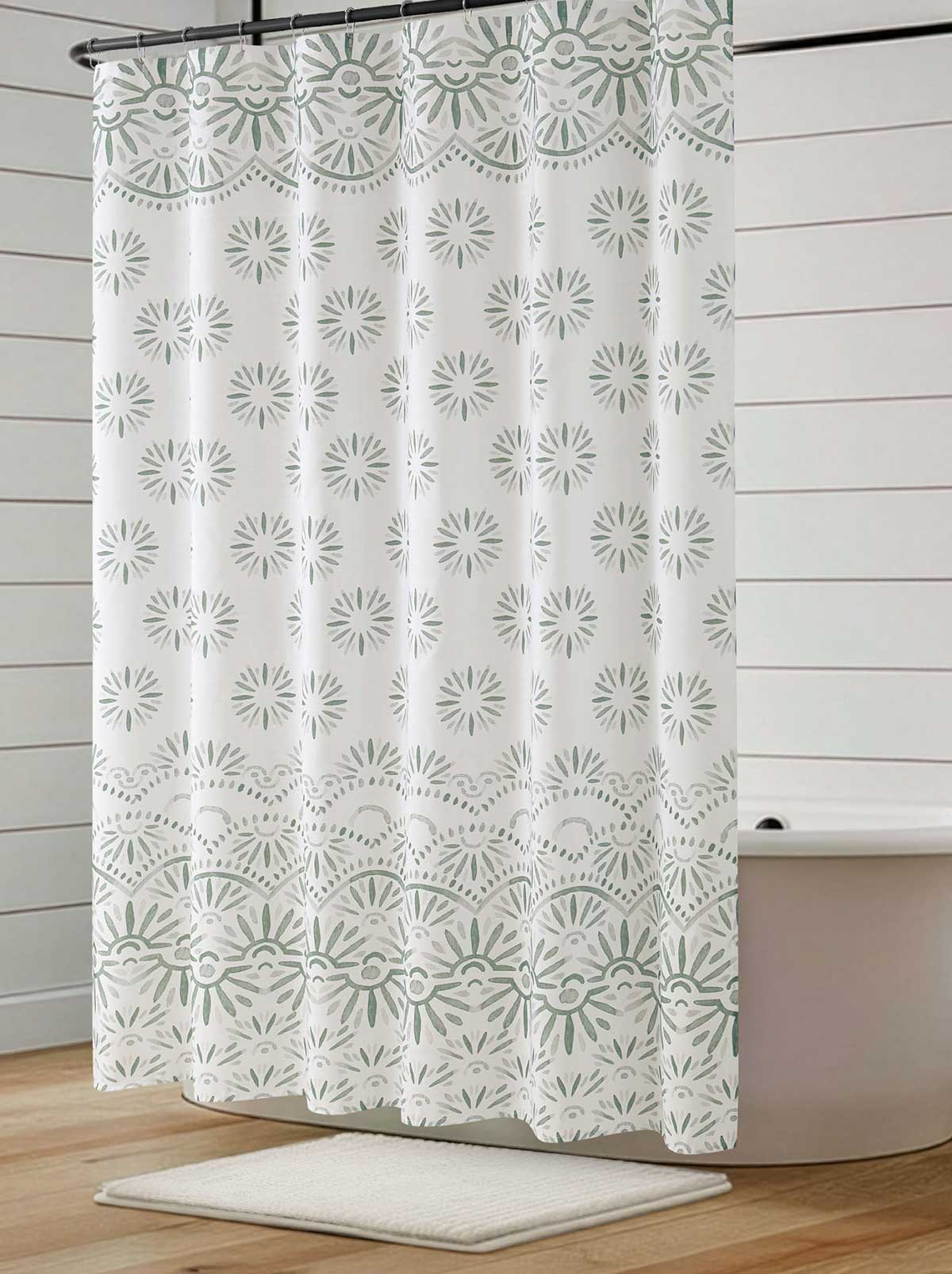 Jessica Simpson On Sale | Haven Border Sage Green Shower Curtain Set