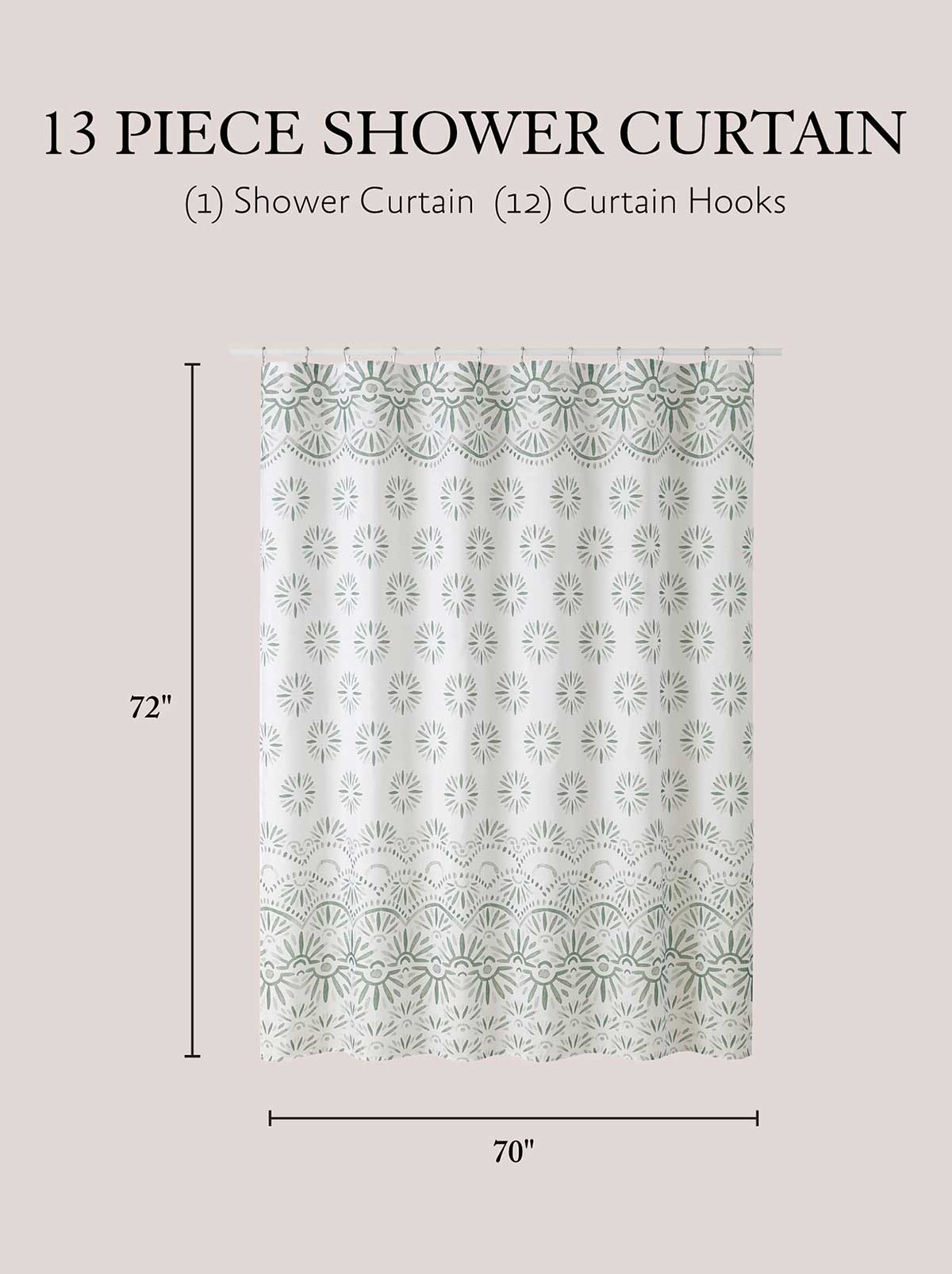 Jessica Simpson On Sale | Haven Border Sage Green Shower Curtain Set